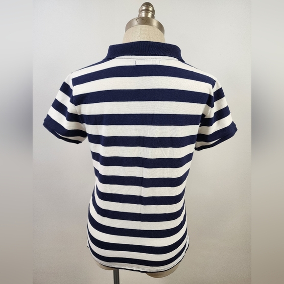 Liz Claiborne Women's Striped Polo Shirt Blue and White, size Medium - Picture 10 of 12